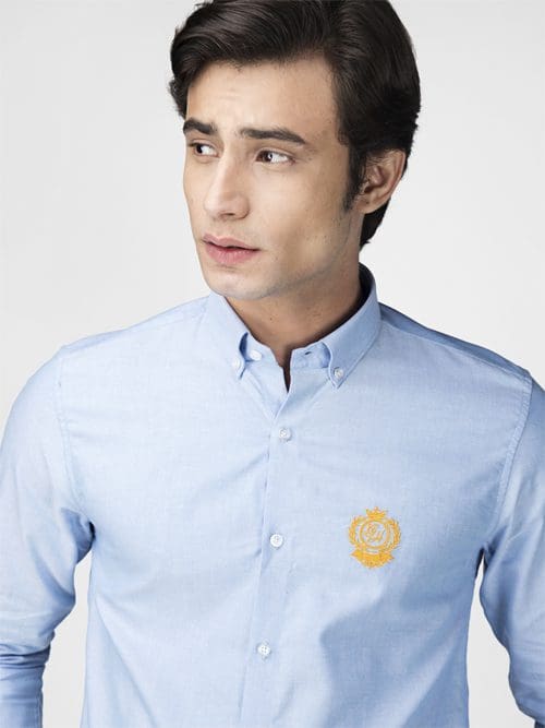 Cotton Sky Blue Oxford Shirt Sky Blue