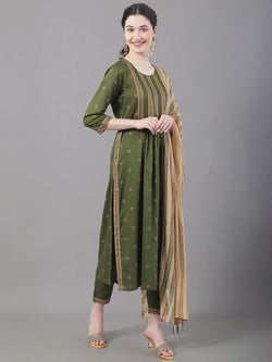 Trending Green Rayon Kurti Set For Women