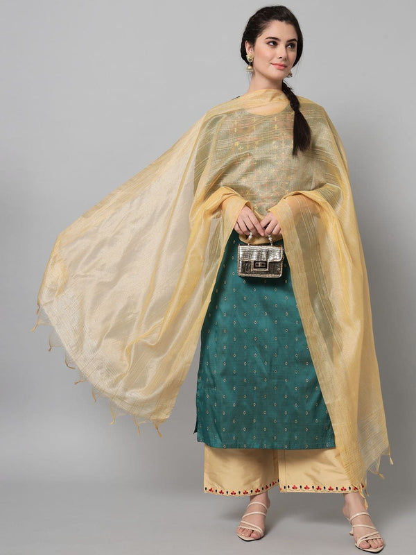 Peacock Green Kurta Palazzo Set With Embroidery